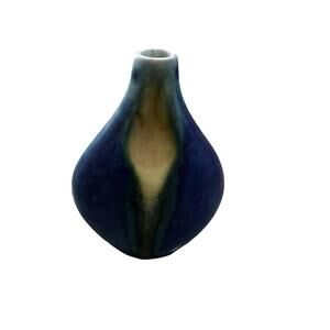 VINTAGE JAPAN DRIP GLAZE VASE APPROX Mini 4.5” Blue Green Art Decor
